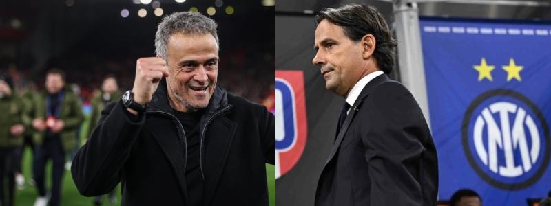 Treinadores Luis Enrique e Simone Inzaghi antes da final da Champions League 2025